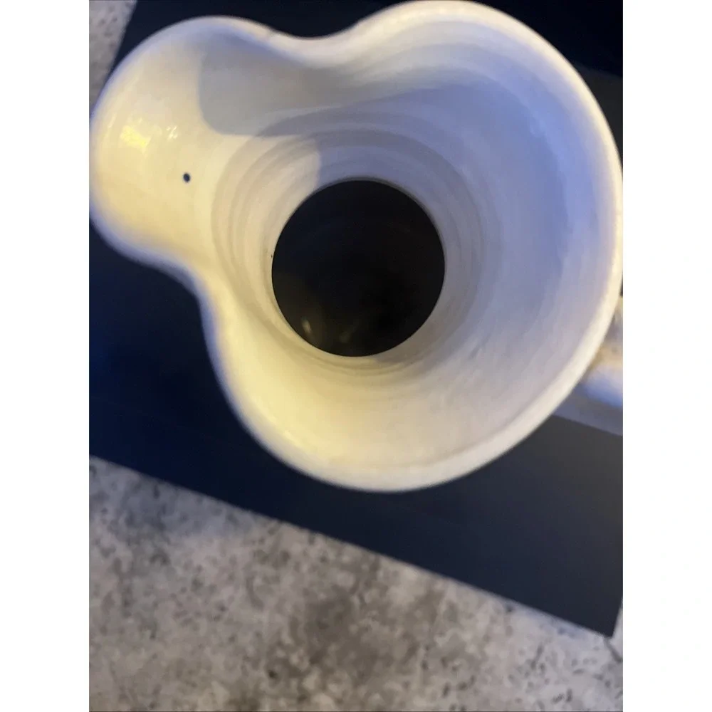 Williamsburg Pottery Pitcher Jug Vase Cobalt Blue Salt Glaze Floral 8.25